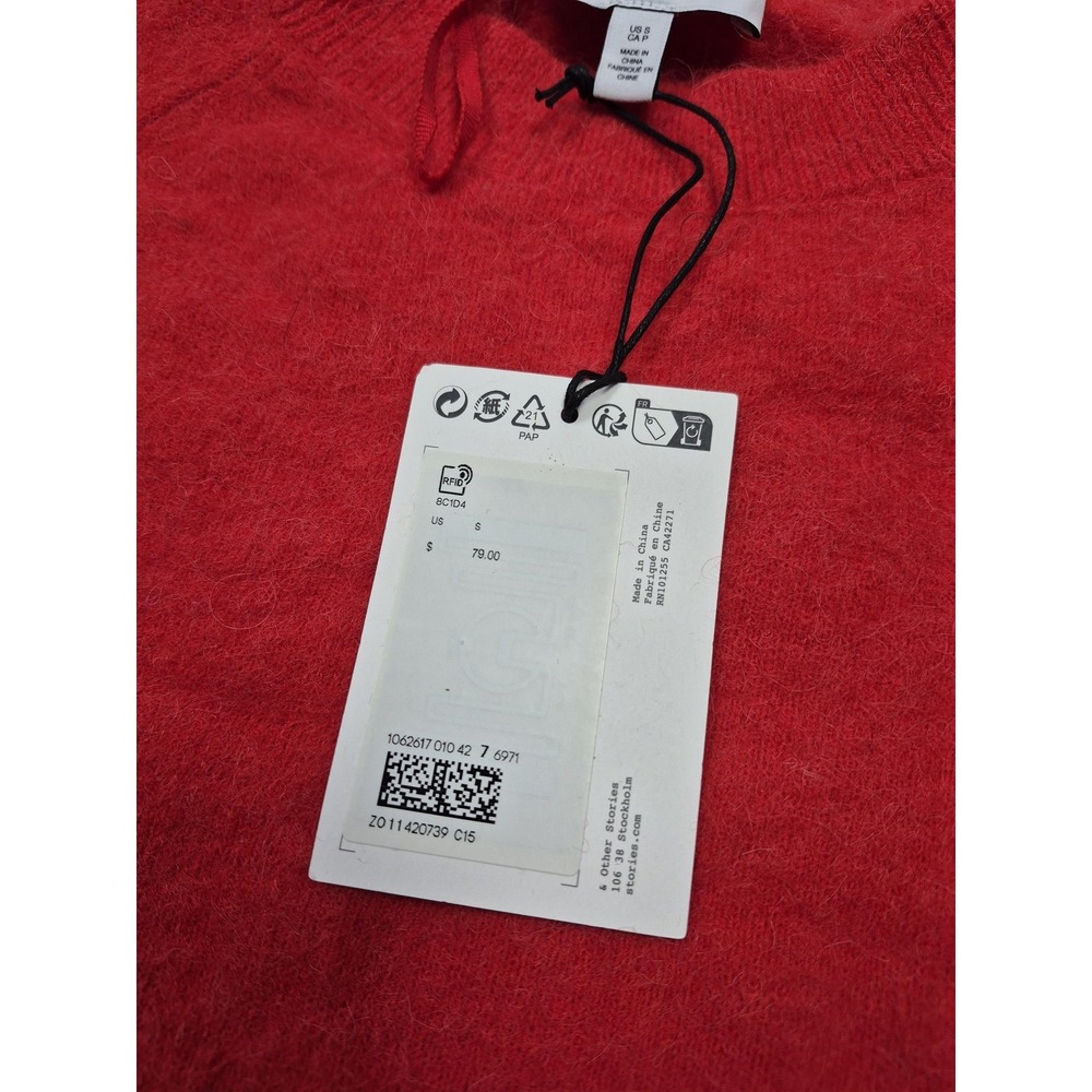 & Other Stories Sweater Womens Small Red Alpaca Blend Short Sleeve Pullover Knit - Picture 4 of 11